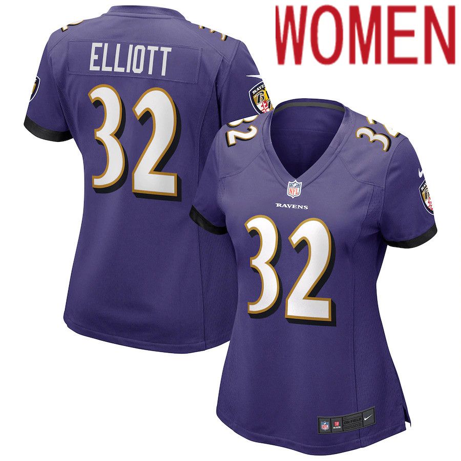 Women Baltimore Ravens #32 DeShon Elliott Nike Purple Game NFL Jersey